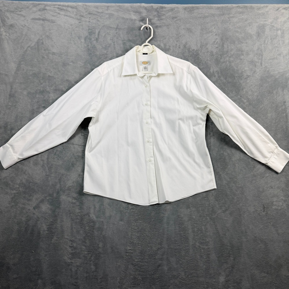 Talbots Womens 10 White Button Down Shirt Long Sleeve Cotton Blouse Office Siren